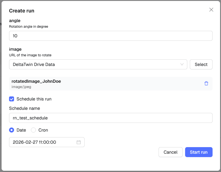 Schedule a run by date